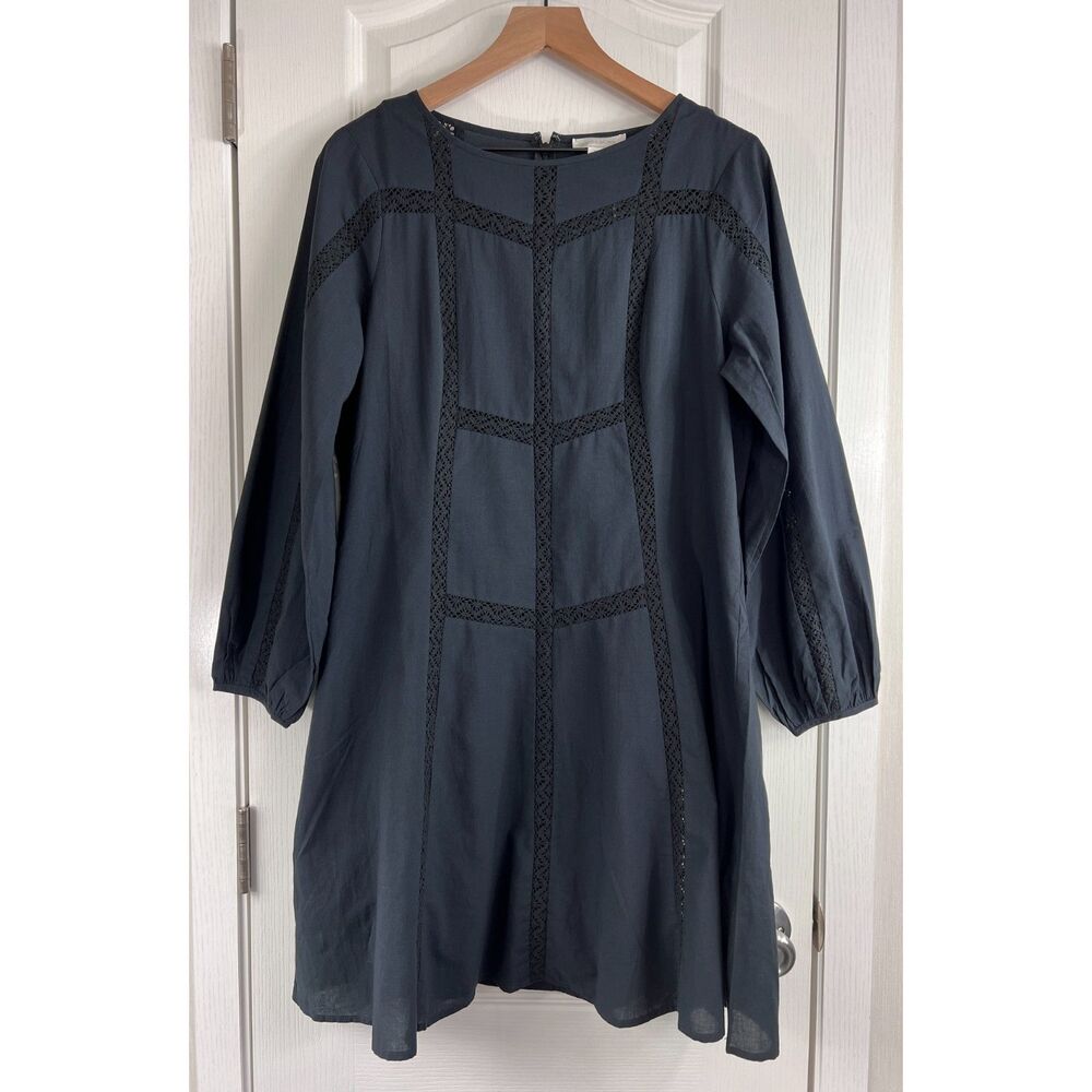 Outerknown Women's Eliott Dress Black Long Sleeve Organic Cotton Size M - NWT!